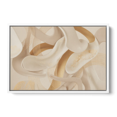 Sophisticated Fluidity Beige Abstract - White Framed Canvas Wall Art - Front