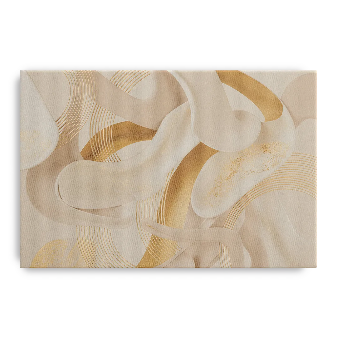 Sophisticated Fluidity Beige Abstract - Canvas Wall Art