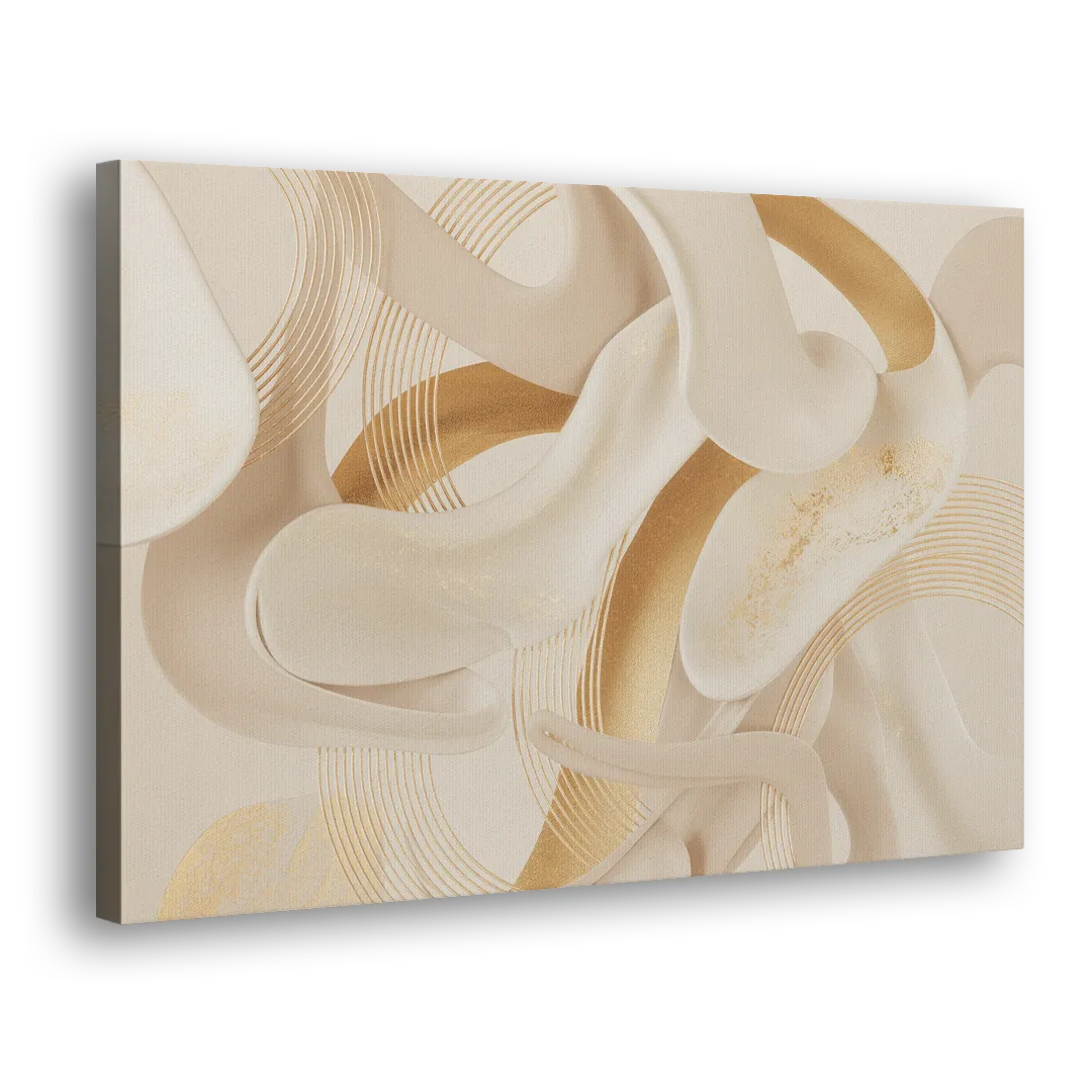 Sophisticated Fluidity Beige Abstract Side - Canvas Wall Art