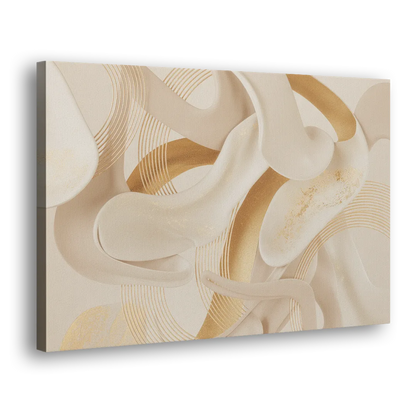 Sophisticated Fluidity Beige Abstract Side - Canvas Wall Art