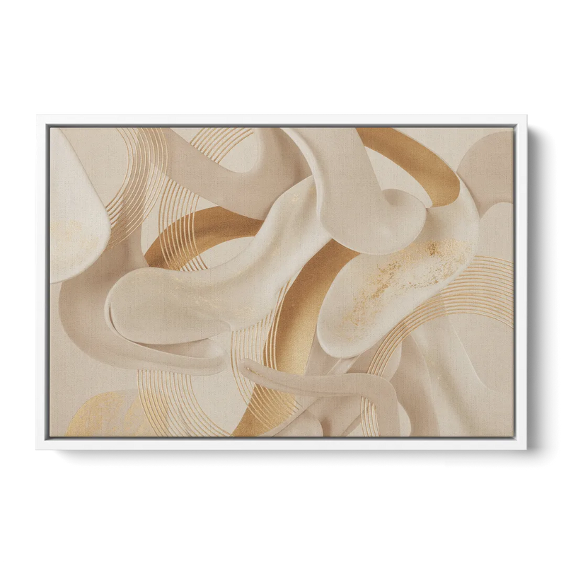 Sophisticated Fluidity Beige Abstract Front - White Canvas Wall Art