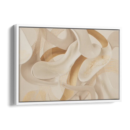 Sophisticated Fluidity Beige Abstract Side - White Canvas Wall Art