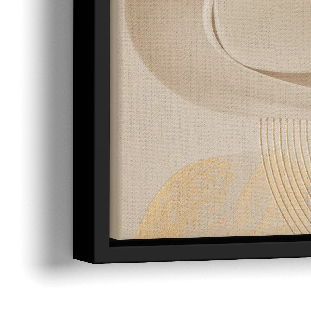 Sophisticated Fluidity Beige Abstract - Close-Up Black Frame Canvas