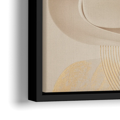 Sophisticated Fluidity Beige Abstract - Close-Up Black Frame Canvas