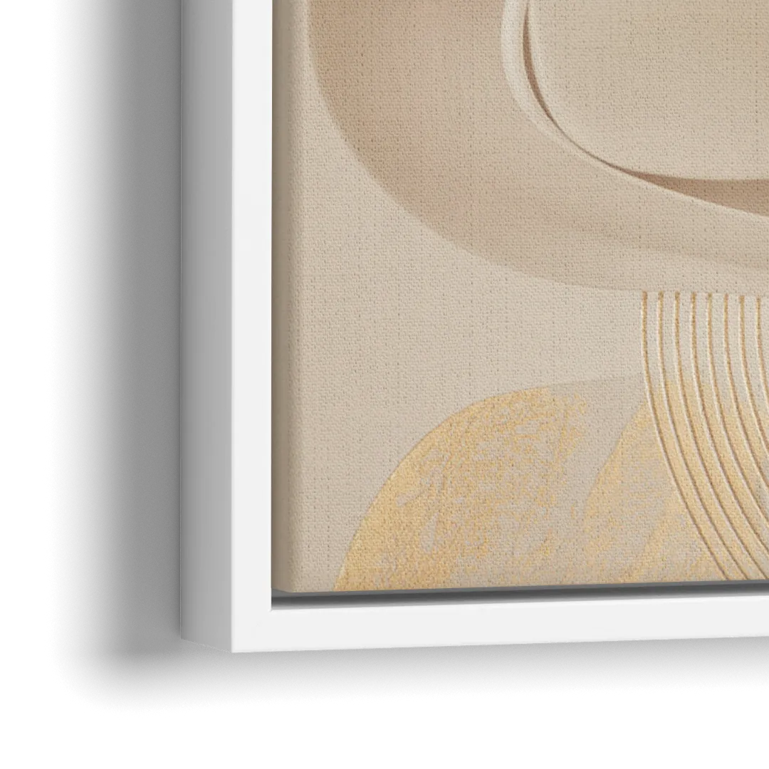 Sophisticated Fluidity Beige Abstract - Close-Up White Frame Canvas