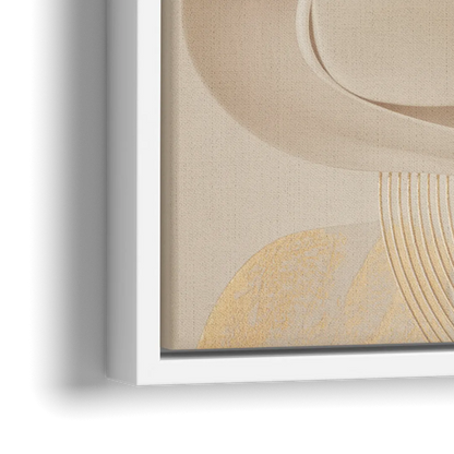 Sophisticated Fluidity Beige Abstract - Close-Up White Frame Canvas