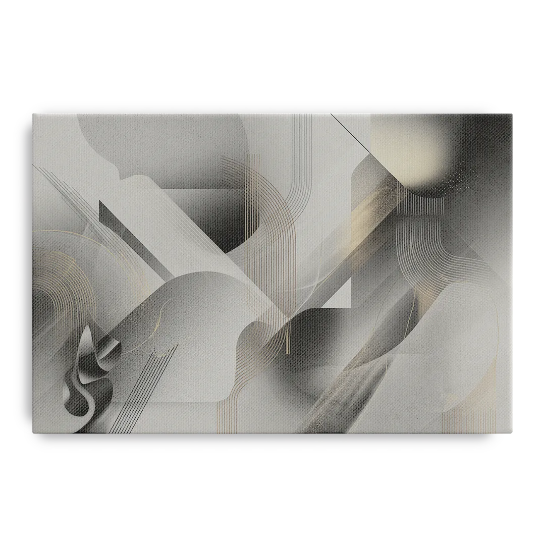 Sophisticated Fluidity Grey and White Abstract - Canvas Wall Art