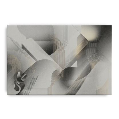 Sophisticated Fluidity Grey and White Abstract - Canvas Wall Art