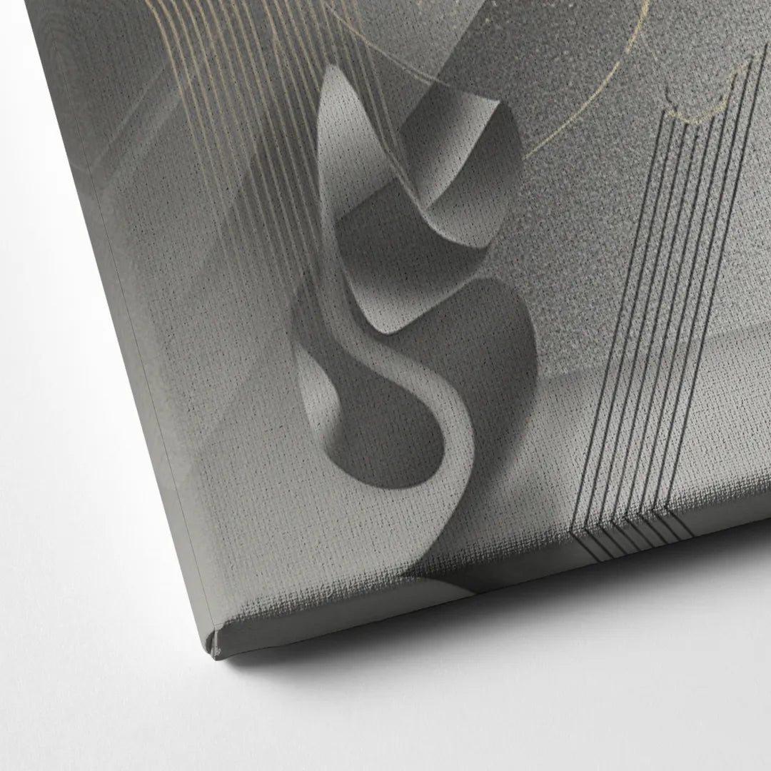 Sophisticated Fluidity Grey and White Abstract Canvas Close Up