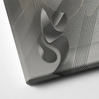 Sophisticated Fluidity Grey and White Abstract Canvas Close Up