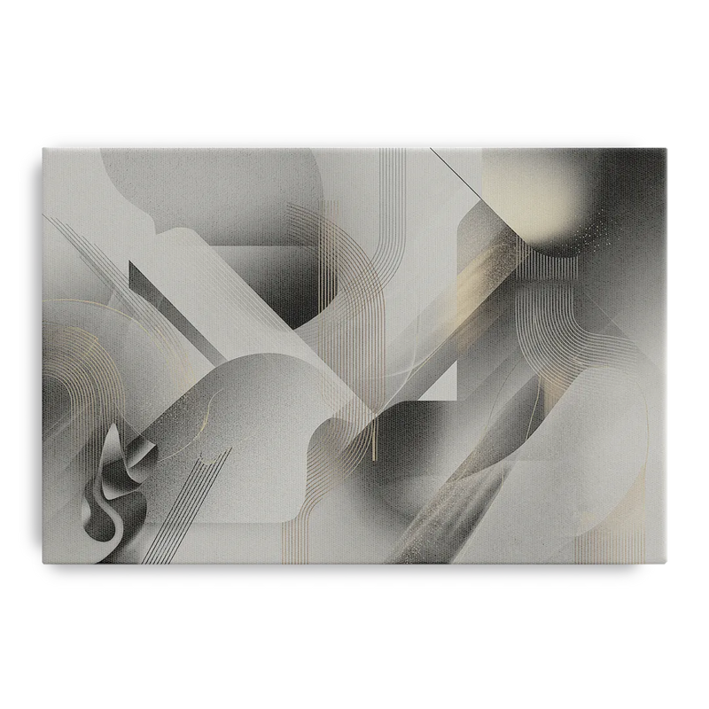 Sophisticated Fluidity Grey and White Abstract Front - Canvas Wall Art