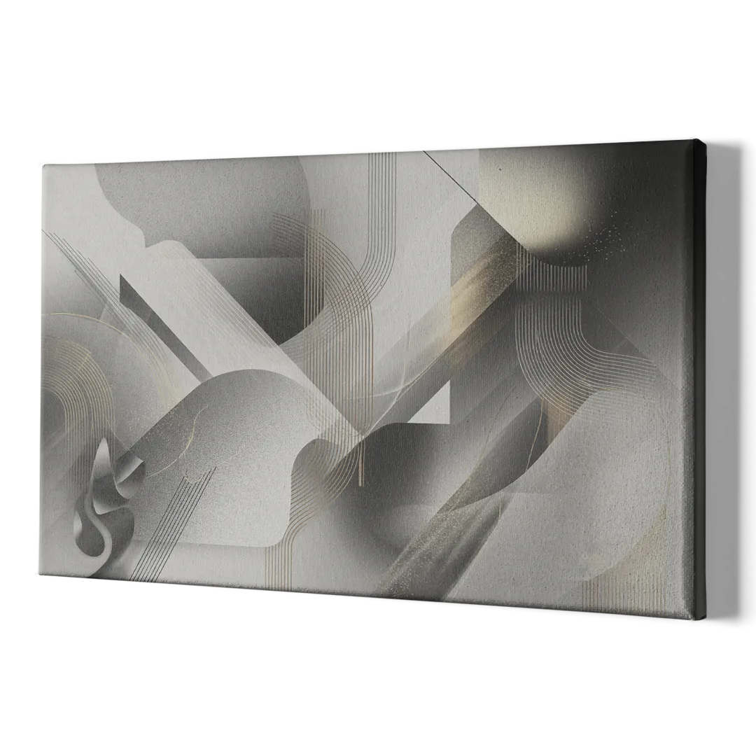Sophisticated Fluidity Grey and White Abstract - Canvas Print Art Sides