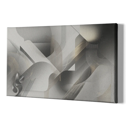 Sophisticated Fluidity Grey and White Abstract - Canvas Print Art Sides