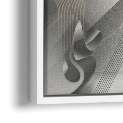 Sophisticated Fluidity Grey and White Abstract - Close-Up White Frame Canvas