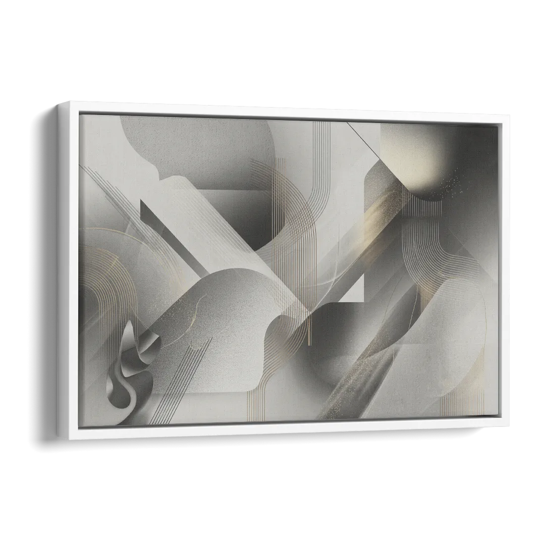 Sophisticated Fluidity Grey and White Abstract Side - White Canvas Wall Art