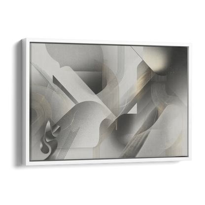 Sophisticated Fluidity Grey and White Abstract Side - White Canvas Wall Art