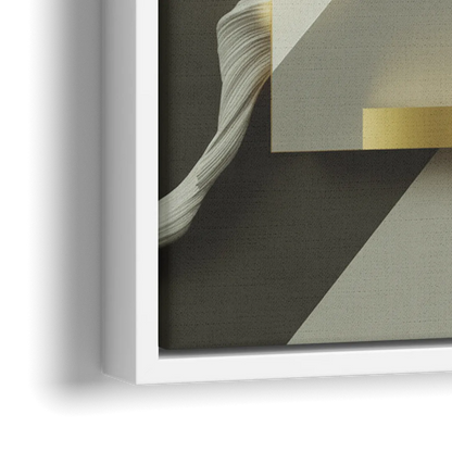 Sophisticated Geometric Fusion Yellow and Grey Abstract - Close-Up White Frame Canvas