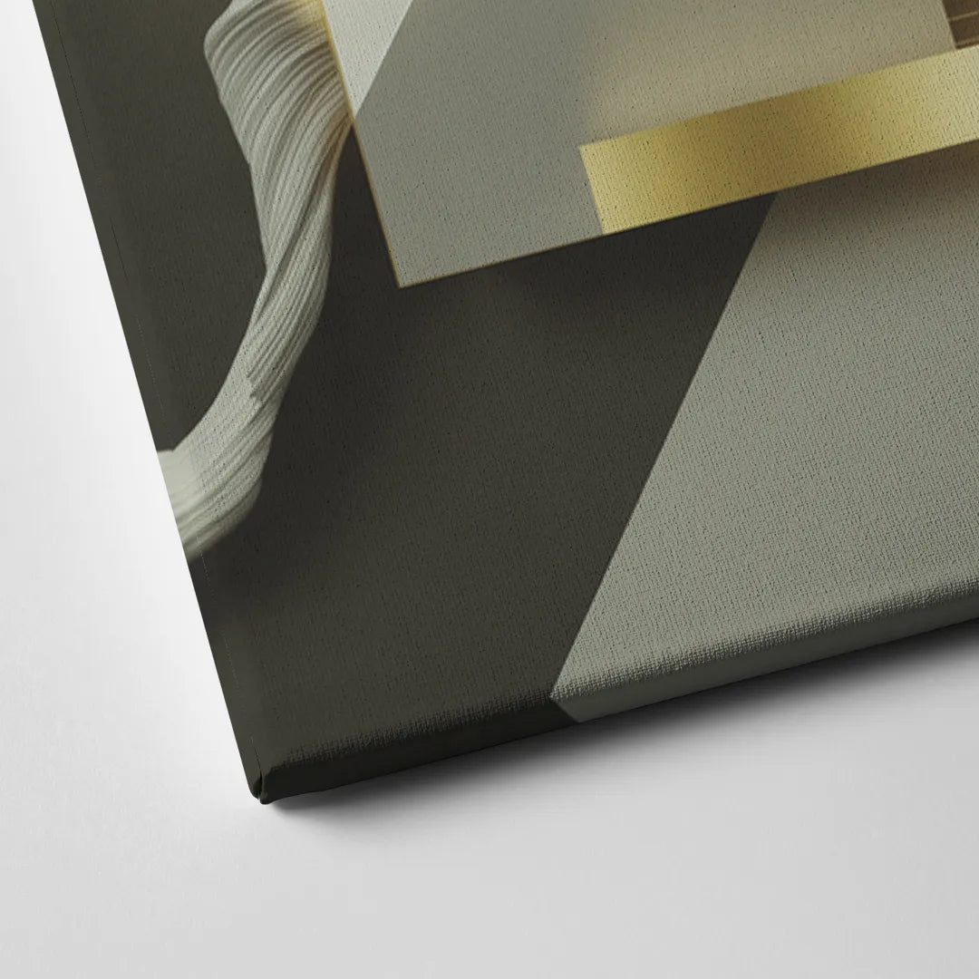 Sophisticated Geometric Fusion Yellow and Grey Abstract Canvas Close Up