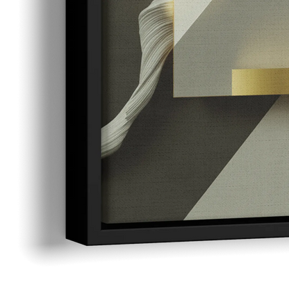 Sophisticated Geometric Fusion Yellow and Grey Abstract - Close-Up Black Frame Canvas