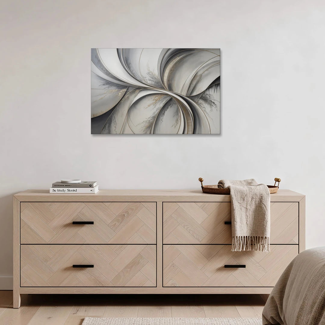 Sophisticated Harmony Grey and White Abstract - Canvas Wall Art - Coffee Table - 36x24