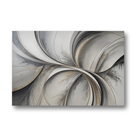 Sophisticated Harmony Grey and White Abstract - Canvas Wall Art - Front
