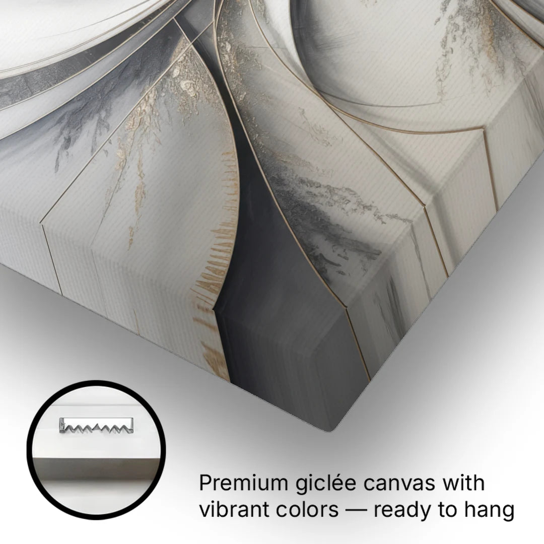 Sophisticated Harmony Grey and White Abstract - Canvas Wall Art - Gallery Wrap Corner