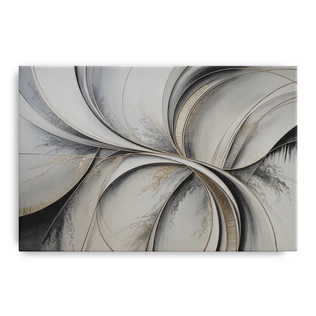 Sophisticated Harmony Grey and White Abstract Front - Canvas Wall Art