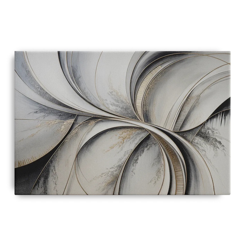 Sophisticated Harmony Grey and White Abstract Front - Canvas Wall Art