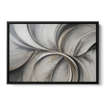 Sophisticated Harmony Grey and White Abstract Front - Black Canvas Wall Art