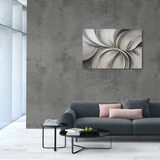 Sophisticated Harmony Grey and White Abstract - Canvas Wall Art Living Room
