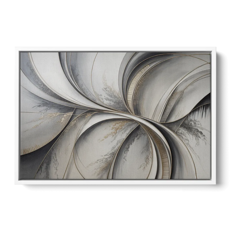 Sophisticated Harmony Grey and White Abstract Front - White Canvas Wall Art