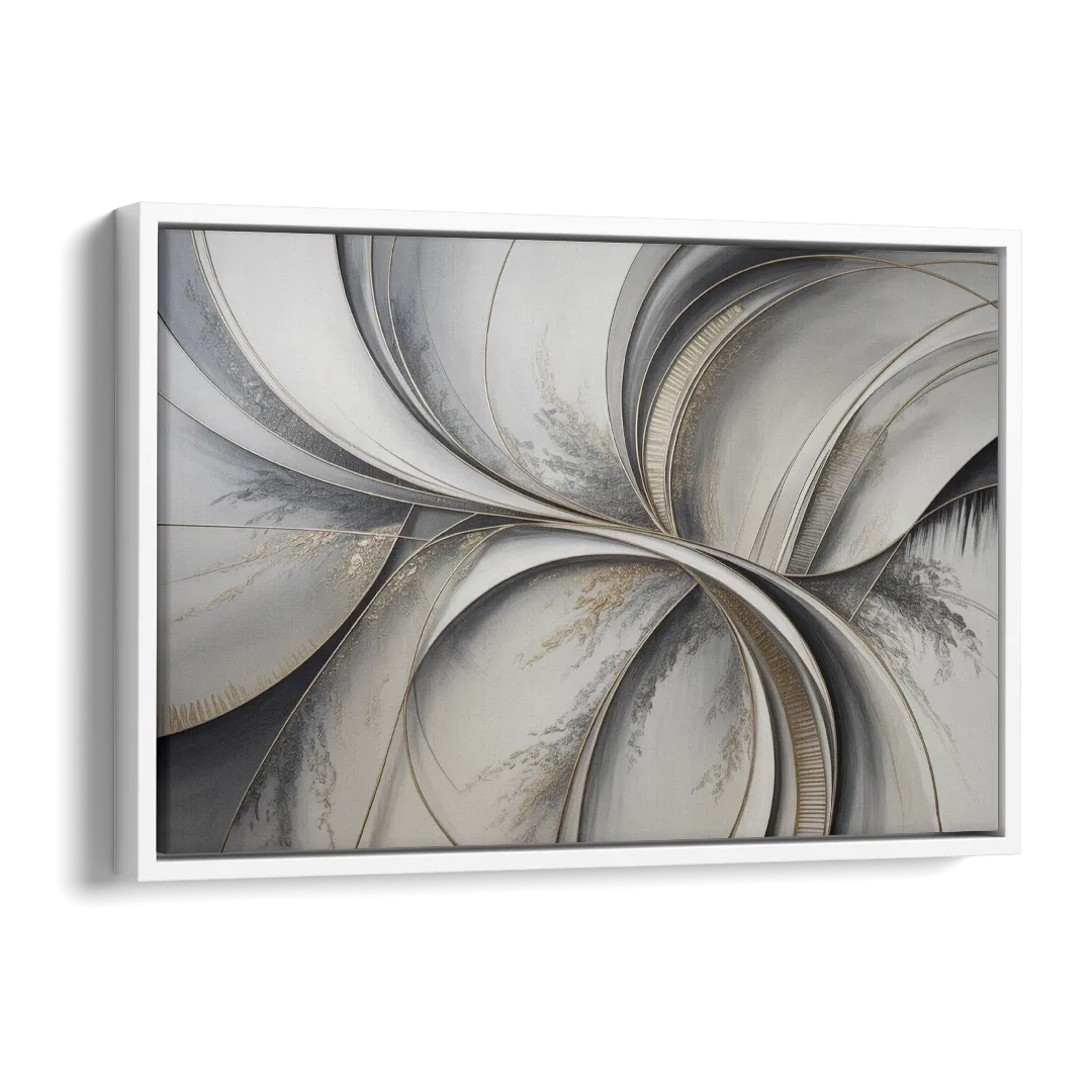 Sophisticated Harmony Grey and White Abstract Side - White Canvas Wall Art