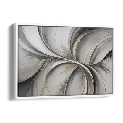 Sophisticated Harmony Grey and White Abstract Side - White Canvas Wall Art