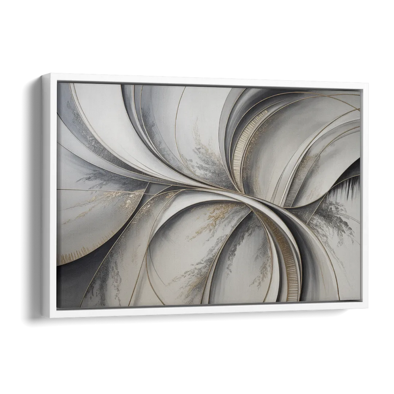 Sophisticated Harmony Grey and White Abstract Side - White Canvas Wall Art