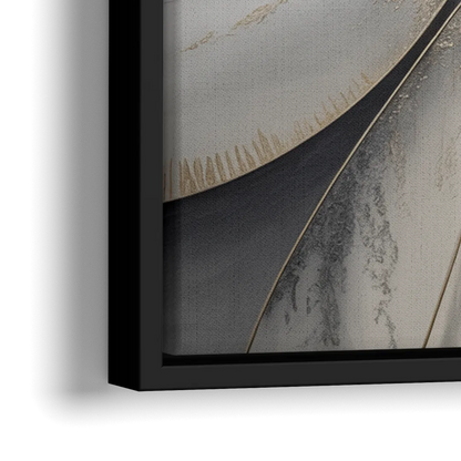 Sophisticated Harmony Grey and White Abstract - Close-Up Black Frame Canvas