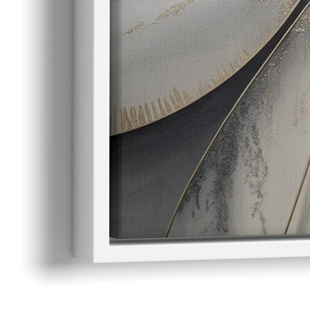 Sophisticated Harmony Grey and White Abstract - Close-Up White Frame Canvas