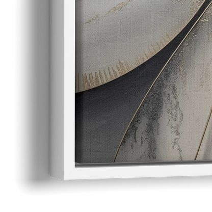 Sophisticated Harmony Grey and White Abstract - Close-Up White Frame Canvas