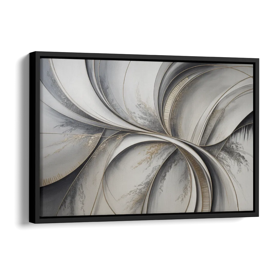 Sophisticated Harmony Grey and White Abstract Side - Black Canvas Wall Art