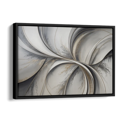 Sophisticated Harmony Grey and White Abstract Side - Black Canvas Wall Art