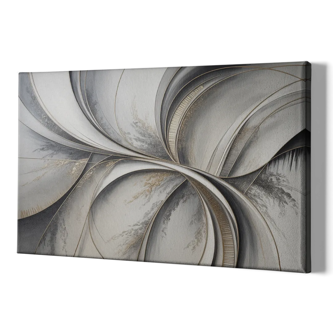 Sophisticated Harmony Grey and White Abstract - Canvas Print Art Sides