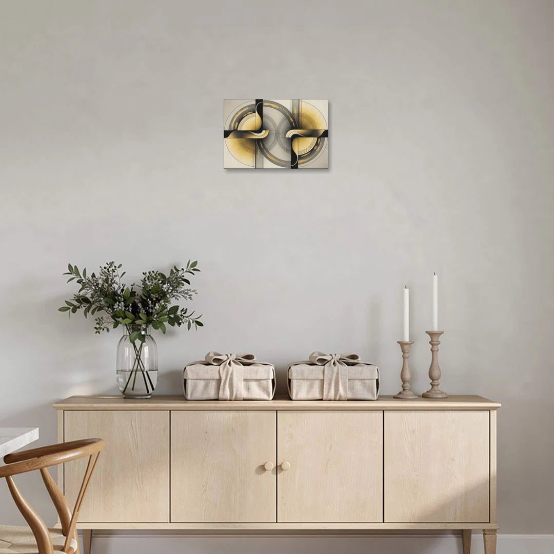 Sophisticated Harmony Yellow and Grey Abstract - Canvas Wall Art - Coffee Table - 18x12