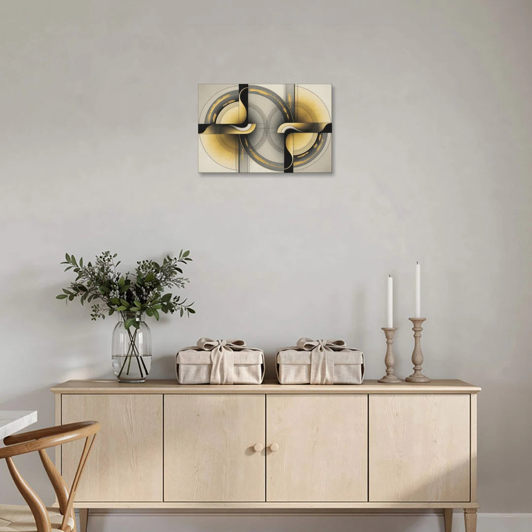 Sophisticated Harmony Yellow and Grey Abstract - Canvas Wall Art - Coffee Table - 24x16