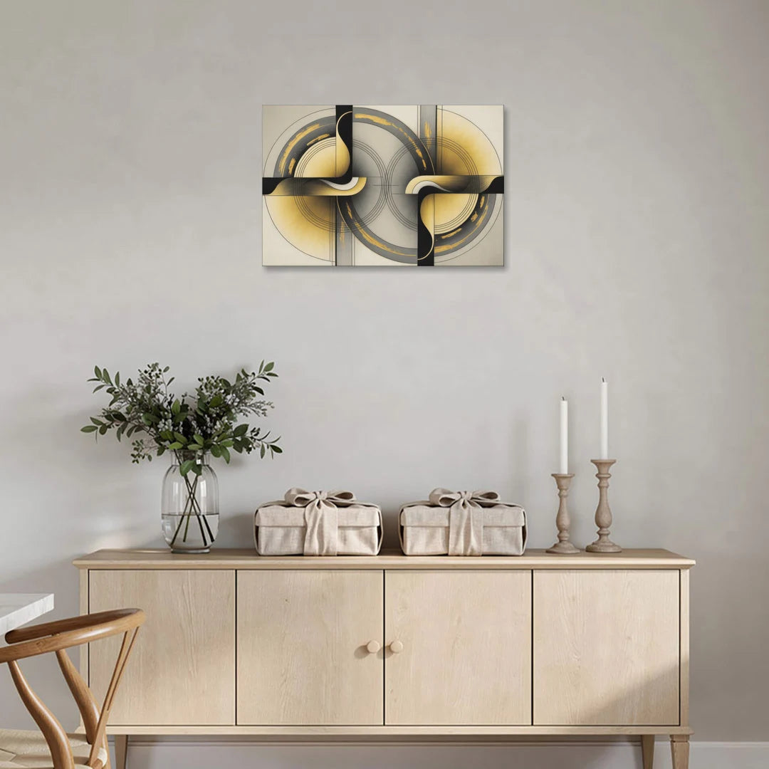 Sophisticated Harmony Yellow and Grey Abstract - Canvas Wall Art - Coffee Table - 30x20
