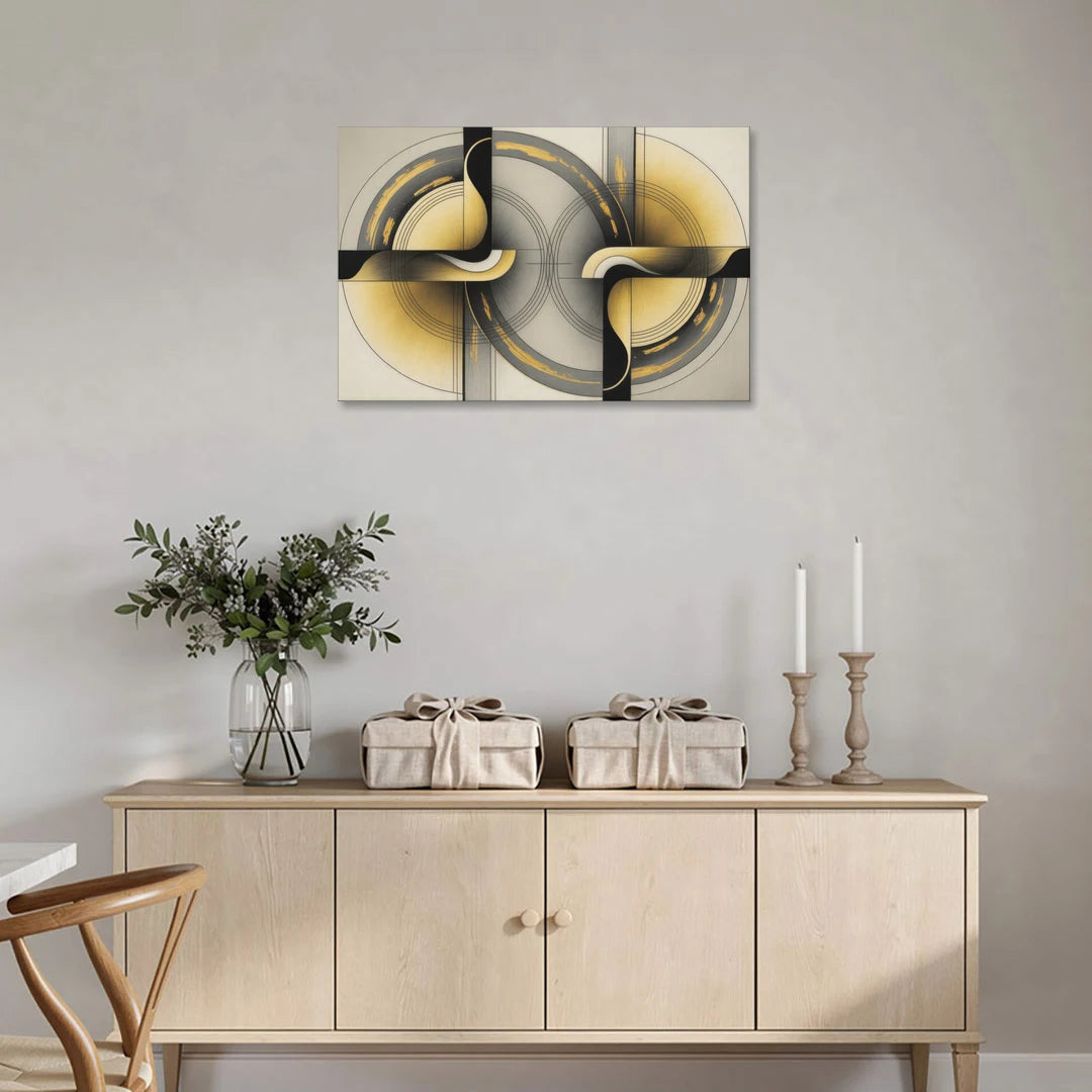 Sophisticated Harmony Yellow and Grey Abstract - Canvas Wall Art - Coffee Table - 36x24