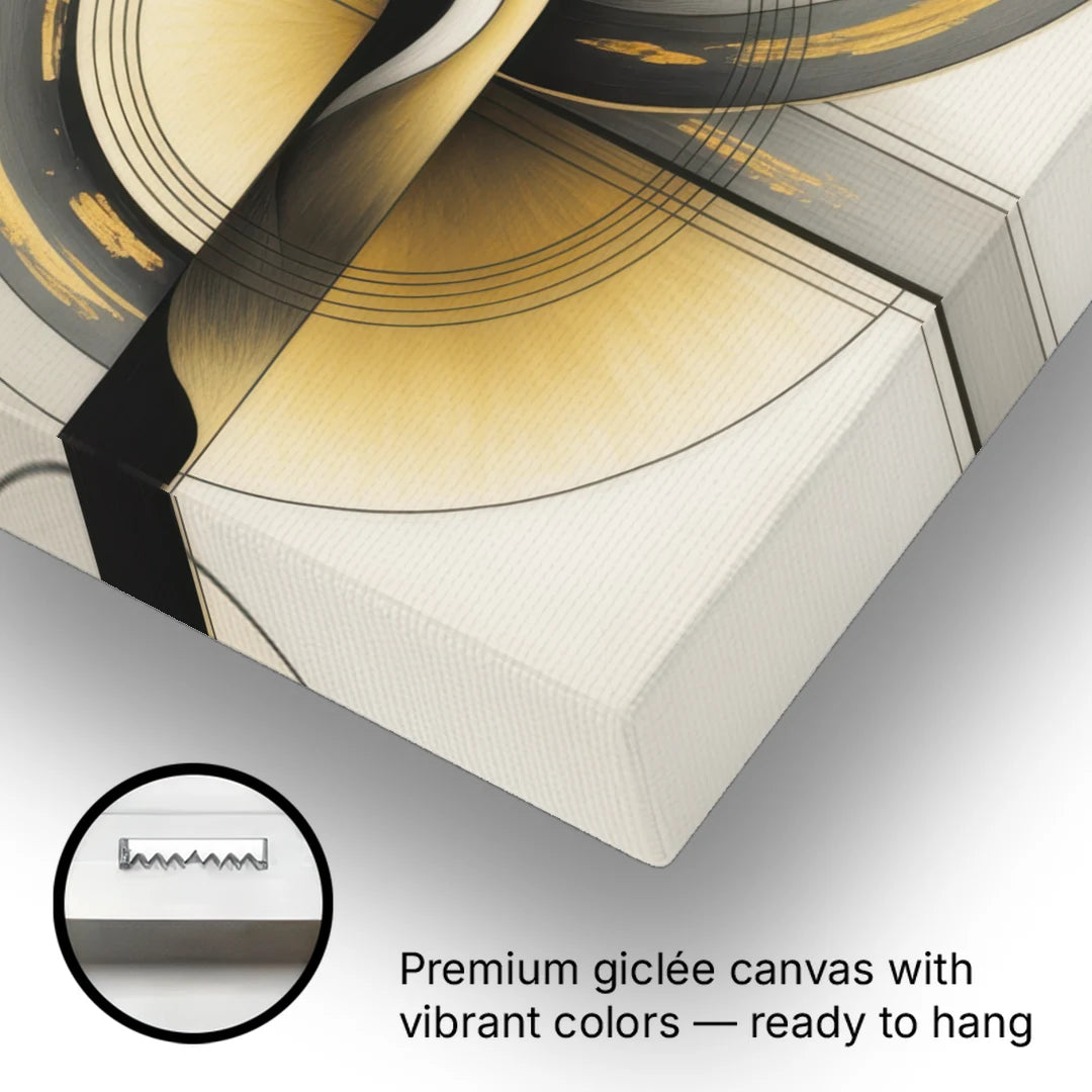 Sophisticated Harmony Yellow and Grey Abstract - Canvas Wall Art - Gallery Wrap Corner