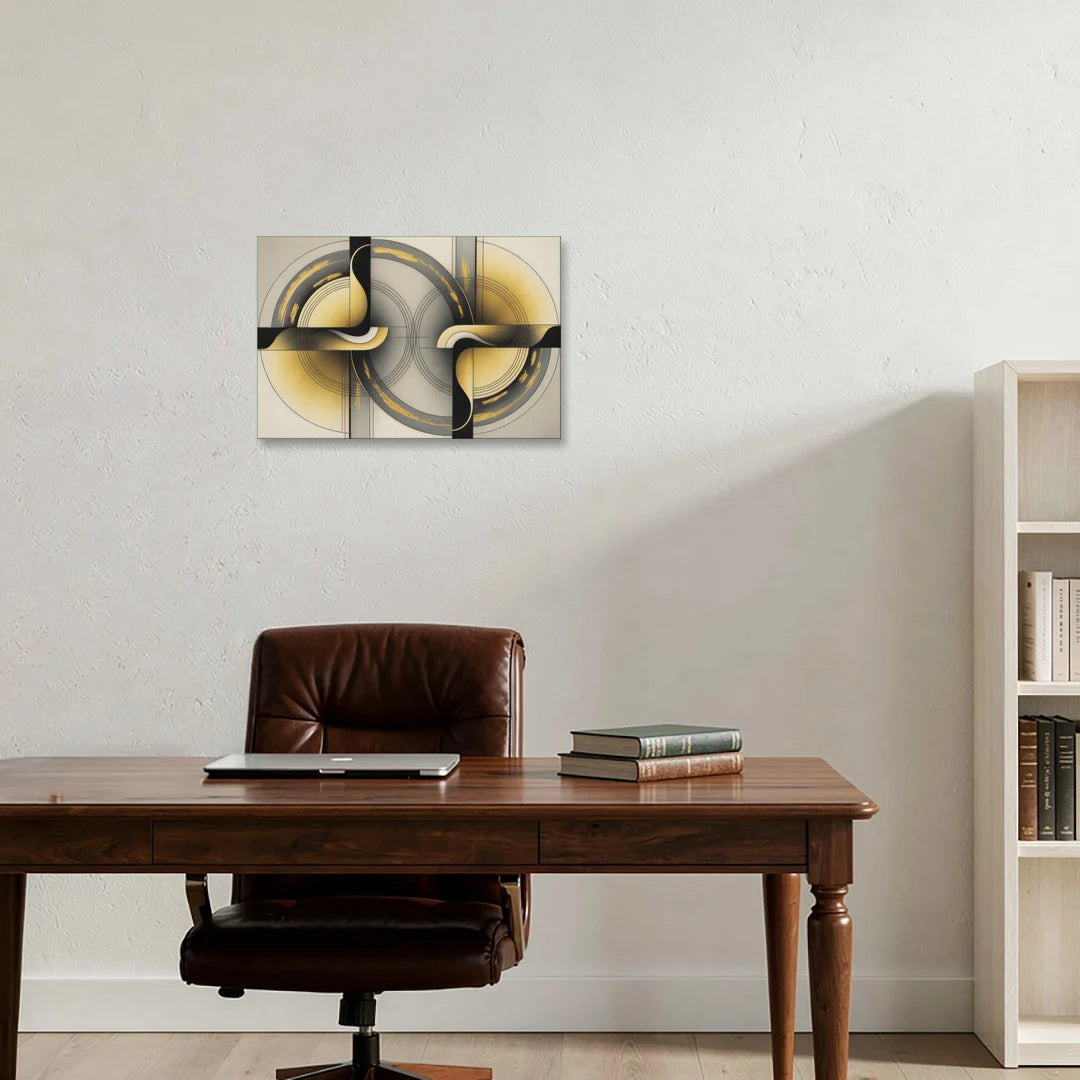 Sophisticated Harmony Yellow and Grey Abstract - Canvas Wall Art - Office - 24x16