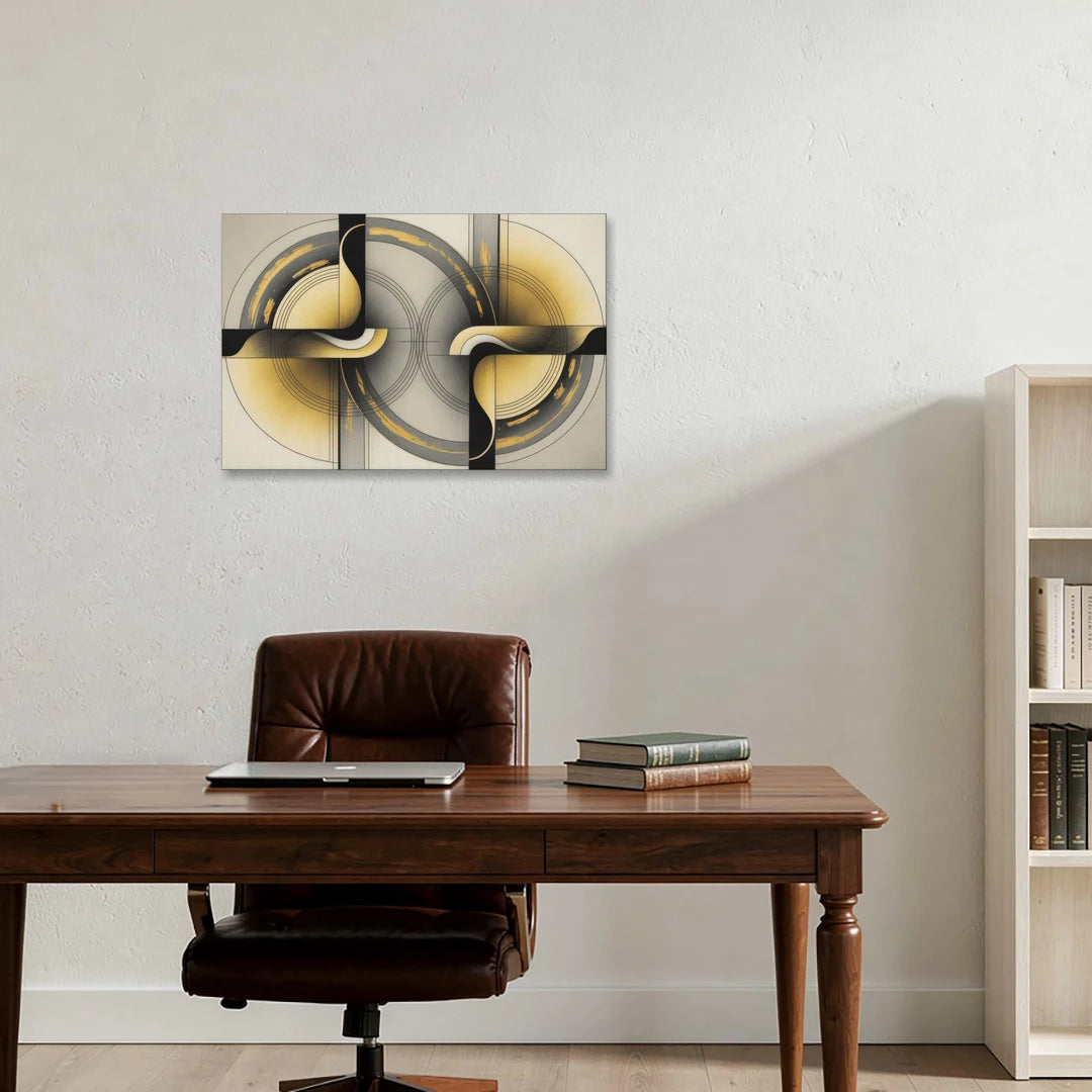 Sophisticated Harmony Yellow and Grey Abstract - Canvas Wall Art - Office - 30x20