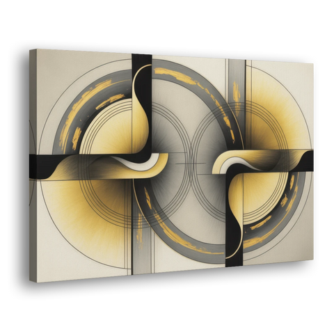 Sophisticated Harmony Yellow and Grey Abstract - Canvas Wall Art - Side