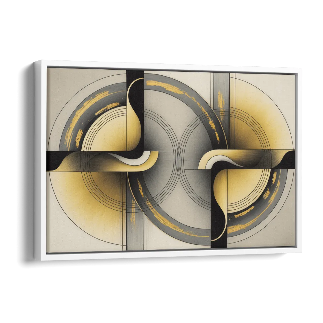 Sophisticated Harmony Yellow and Grey Abstract Side - White Canvas Wall Art