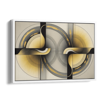 Sophisticated Harmony Yellow and Grey Abstract Side - White Canvas Wall Art